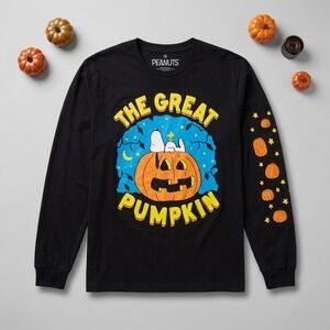 Peanuts Snoopy The Great Pumpkin Halloween Long Sleeve Shirt Mens Medium NWOT